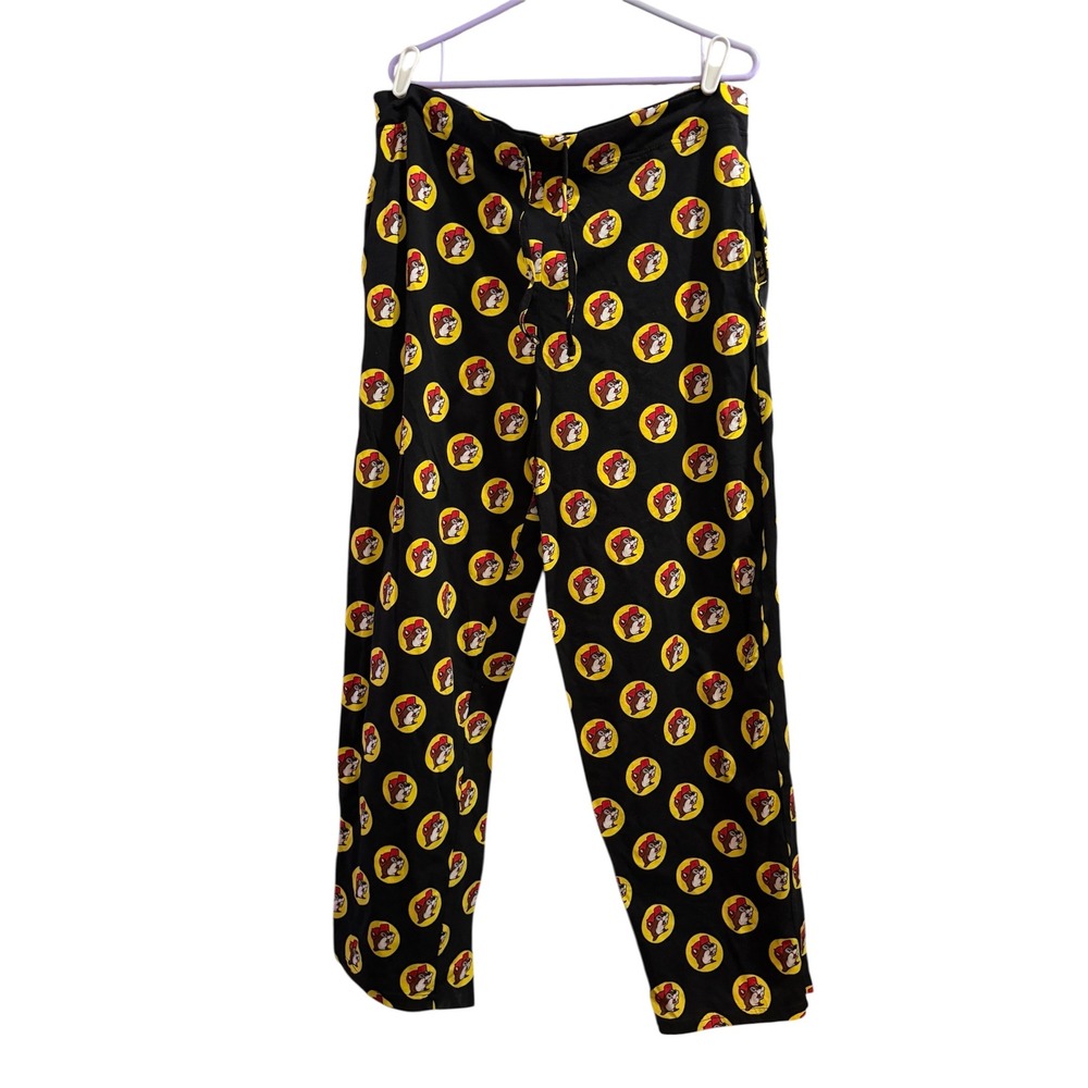 Buc-ee's‎ Mens All Over Logo Print Pajama Lounge Pants Black 2XL RN86068